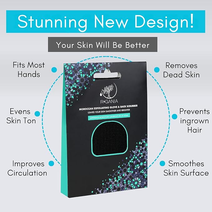 R'GANIA Deep Exfoliating Glove & Back Exfoliator – 100% Viscose. Korean Exfoliating Mitt for Removing Dead Skin, Keratosis Pilaris & Self-Tan – Full Body Exfoliator for Smooth, Glowing Skin