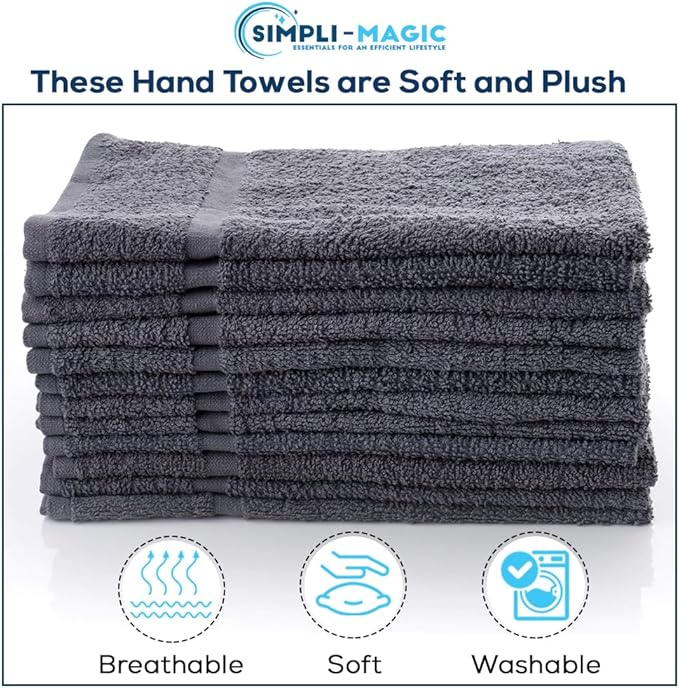 SIMPLI-MAGIC Towels, Hand, Gray 12 Count