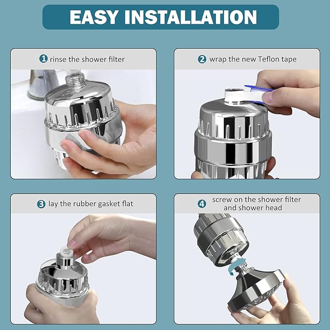 FEELSO 18 Stage Shower Filter, Upgraded High Output Universal Shower Head Water Softener Filter for Hard Water Remove Chlorine Fluoride Heavy Metals Sediments Impurities