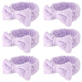 WHAVEL 6 Pack Purple Spa Microfiber Bow Headbands for Washing Face, Skincare Headbands, Facial Headband Set, Soft Fluffy Headband, Women Hair Accessories, Party Supplies, Type 15