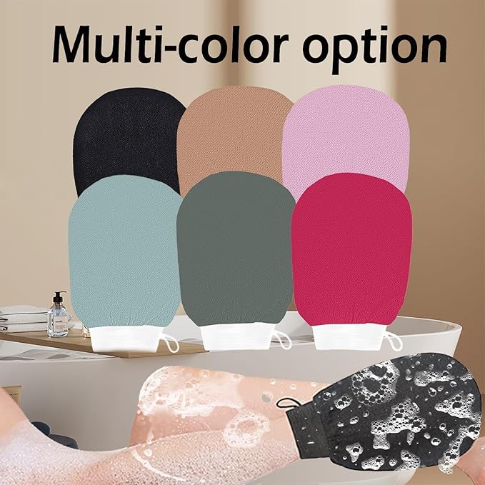 1 Pair Exfoliating Glove, Scrubbies for Body, Body Exfoliator, Exfoliating Washcloth（Pink+Purple）
