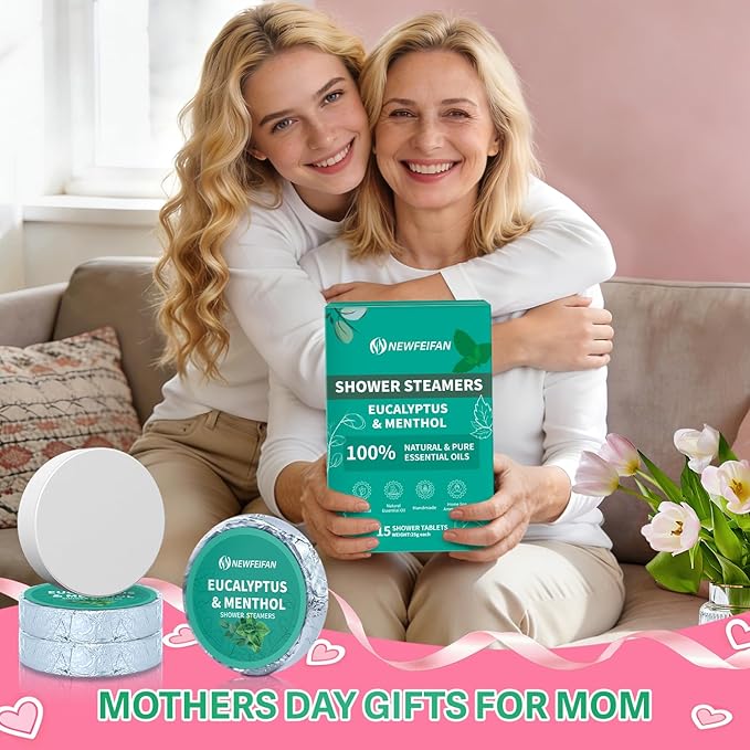 Shower Steamers Aromatherapy, 15 Pack Basket Set for Mothers Day Gifts for Mom, Organic Eucalyptus & Menthol Essential Oil, Spa Relaxing Gifts for Women & Men, Teacher Appreciation Gifts for Wife