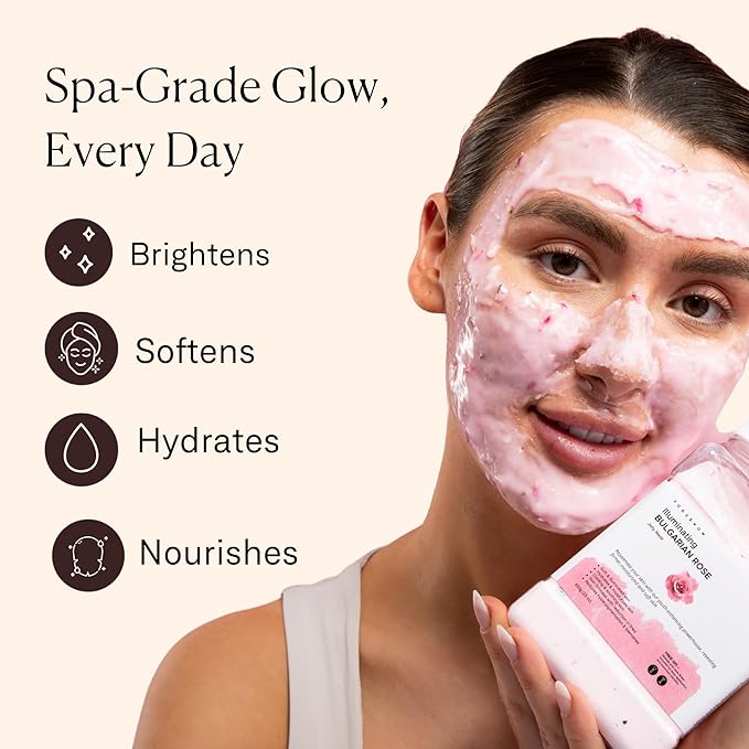 Jelly Face Mask for Facials - Bulgarian Rose Hydrating, Brightening & Nourishing Jelly Mask with Free Jade Roller & Spatula | Professional Hydrojelly Masks |Vajacial | 23 Oz | Mothers Day Gift for Mom