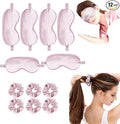 12Pcs Silk Sleep Masks Satin Eye Mask Silky Eyes Cover Blindfold Eyeshade Hair Ties Scrunchy Travel Bridesmaids Gifts