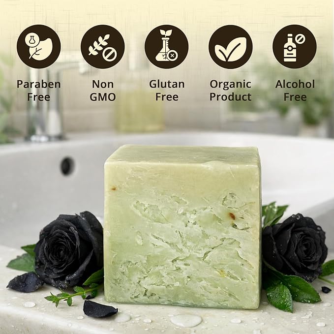Dr.Ancient Black Rose Soap Bar, Organic Soap Bars Handcrafted the Traditional Way, Natural Chemical-Free, Vegan, Used for Face Wash, Body Wash, and Hand Cleansing, Deep Cleansing & Refreshing Care