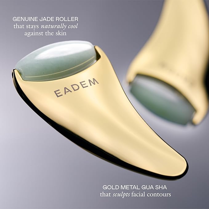 EADEM The Chisel, Gua Sha & Jade Facial Sculptor, Gua Sha Facial Tools for Your Skin Care Routine, GuaSha Tool for Face, Jade Roller for Face, Luxury Jawline Sculptor
