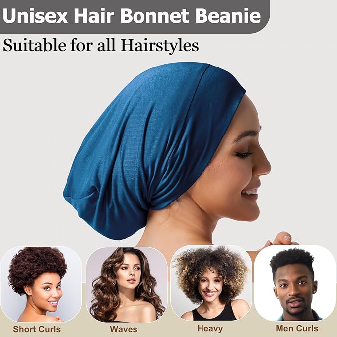 Satin Bonnet for Sleeping Night Cap, Adjustable Satin Lined Silk Bonnets Sleep Cap for Curly Hair Braids Beanie Black Women