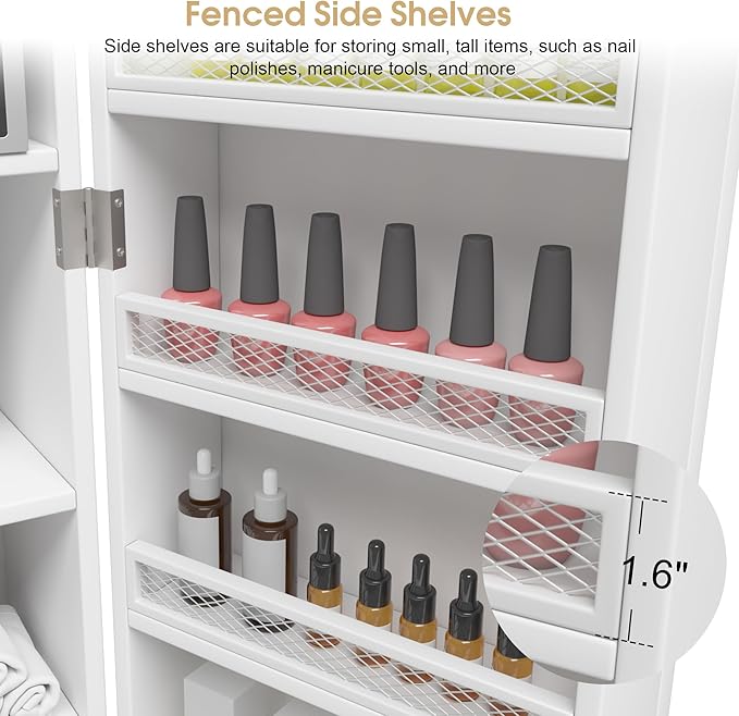 BarberPub Storage Cabinet, Multi-Functional Beauty Salon Organizer with Hinged Door, Adjustable Shelves, for Spa, 15"(L) x 15"(W) x 38.4"(H) 2024 (White)