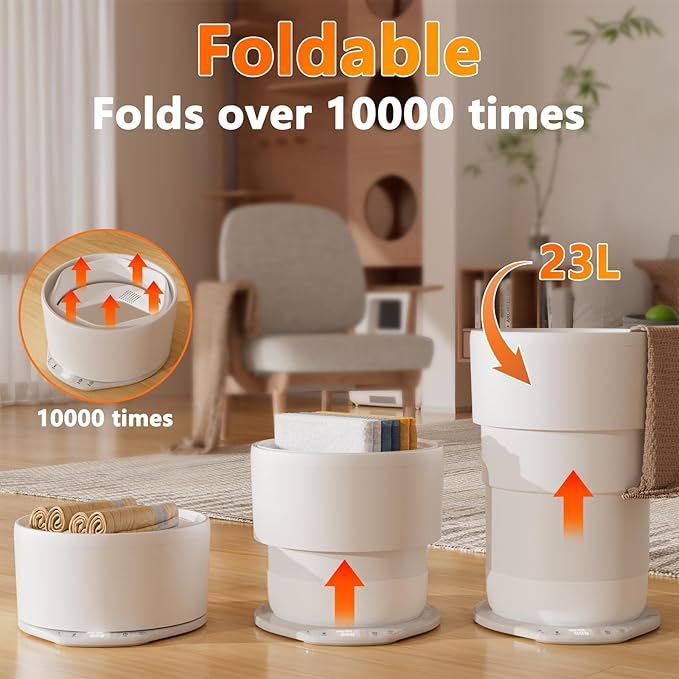 Foldable Towel Warmer for Bathroom, Large Towel Warmer Bucket, Auto Shut Off, Time Setting and Ambient Lighting, Fits Up to Two 40"X70" Oversized Towels, Bathrobes, Blankets