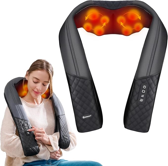 KINGJOY Neck and Shoulder Massager with Heat, Mothers Day Gifts, Shiatsu Neck and Back Massager for Back, Shoulder, Legs, 2026 Upgraded 4D Kneading Deep Tissue Pain Relief, Gifts for Women/Men/Mom/Dad