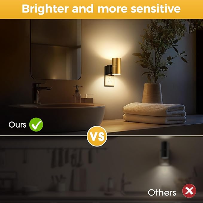 L LOHAS LED Night Light,Dimmable Night Lights Plug into Wall, 2 Pack Automatic Nightlight with Light Sensor, 3000K Soft White 0-100LM Modern Nightlight for Kids Bedroom Hallway