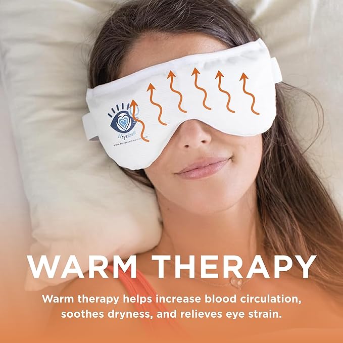 Heyedrate Heated Eye Mask - Soothing Warm & Cold Compress for Temporary Relief of Irritated Eyes - Reusable Mask, White