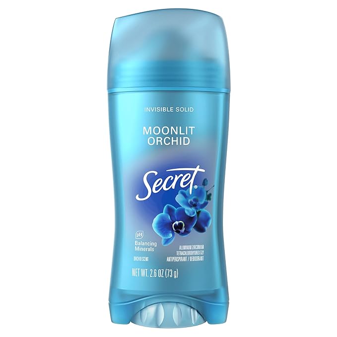 Secret Fresh Antiperspirant Deodorant for Women, 72hr Breathable Sweat & Odor Protection, Instant Freshness & Gentle, PH Balancing Minerals, Invisible Solid, Moonlight Orchid Scent, 2.6 oz