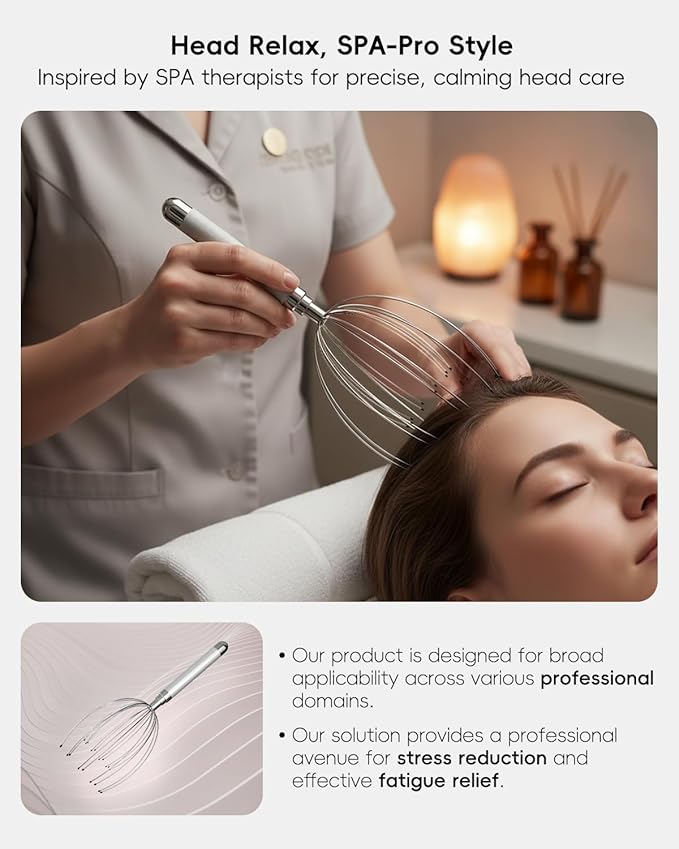 Winyoung Head Massager Scalp, Electric Scalp Massager with 20 Metal Fingers – Head Scratcher & Hair Massage Tool, Waterproof Head Massage for Stress Relief, Stocking Stuffers Gift for Women & Men
