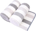 JML Microfiber Bath Towels Set of 2, 30" x 60", Oversized, Soft, Super Absorbent, Fast Drying Large Bath Towel Perfect for Hair Wrap, Sport, Fitness, Yoga, Cabana Stripe Grey