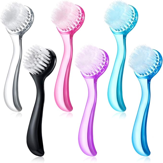 6 Pieces Facial Cleansing Brush Soft Bristle Facial Scrub Exfoliating Brush with Acrylic Handle, Face Wash Scrub Exfoliator Brushes for Face Care Makeup Skincare Removal