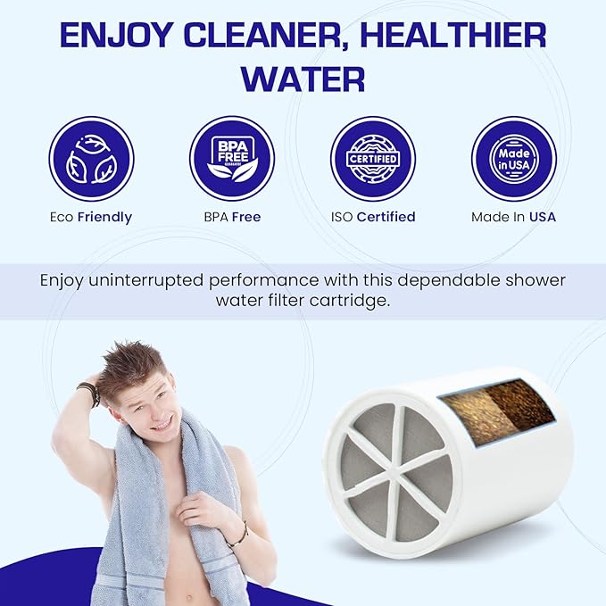 Crystal Quest Shower Filter Replacement Cartridge - Removes Chlorine and Contaminants for Cleaner Water - Durable BPA-Free - Built in the USA - Fits Crystal Quest Shower Filters [Pack of 2]