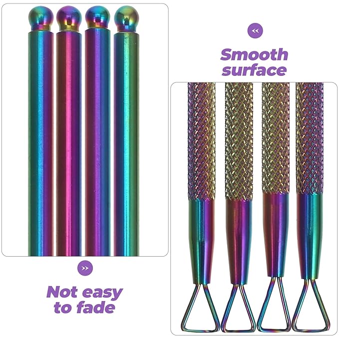 Beavorty Nail Cuticle Pusher 4pcs Stainless Steel Cuticle Peeler Triangle Cuticle Scraper Gel Nail Polish Remover Trimmer Nail Care Stick Tool for Beauty