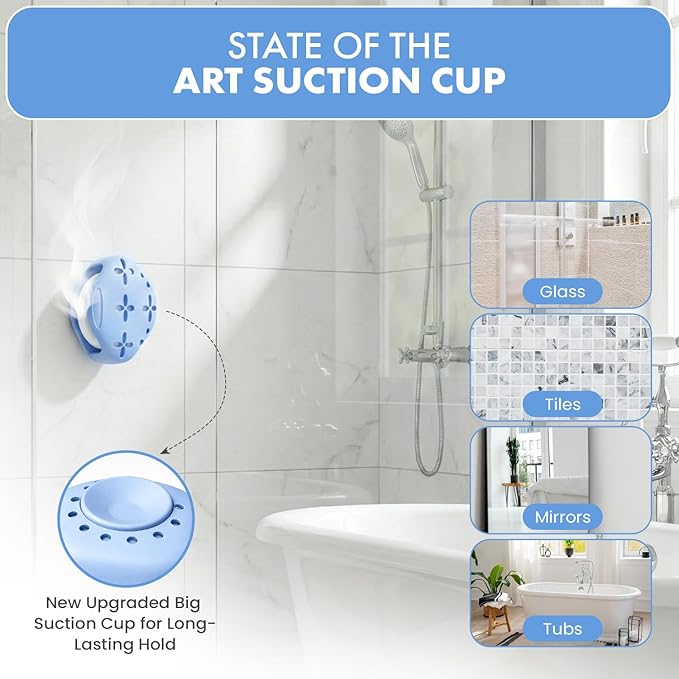 Shower Steamer Tray & Holder with Suction Cup – Non-Slip Silicone Molds for Aromatherapy Shower Steamers (2, Blue)