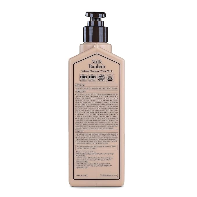 Milk Baobab Hydrating Shampoo, Nourishing Korean Hair Care, Long-Lasting White Musk Fragrance, Hydrolyzed Keratin, Paraben-Free, 16.9 fl oz