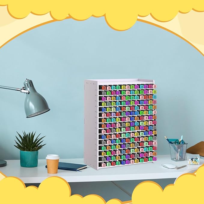 2 Pack Marker Storage Organizer, 360 Slots Total Art Supply Holder for Desk, Marker Rack with Removable Dividers for Colored Pencils & Paint Brushes (13.2 x 10 x 5.3")