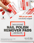Nail Polish Remover Pads 100% Non Acetone - 200 Pack of Individually Wrapped Bulk Set Gel Nail Polish Remover Wipes - Fingernail Travel Kit to Clear Nail Polish for Home & Professional Removal