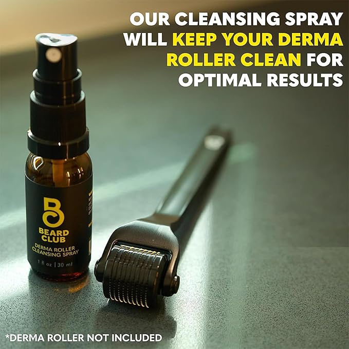 The Beard Club Derma Roller Cleansing Spray - Clean and Prolong Derma Roller & Beard Roller Life - 1oz