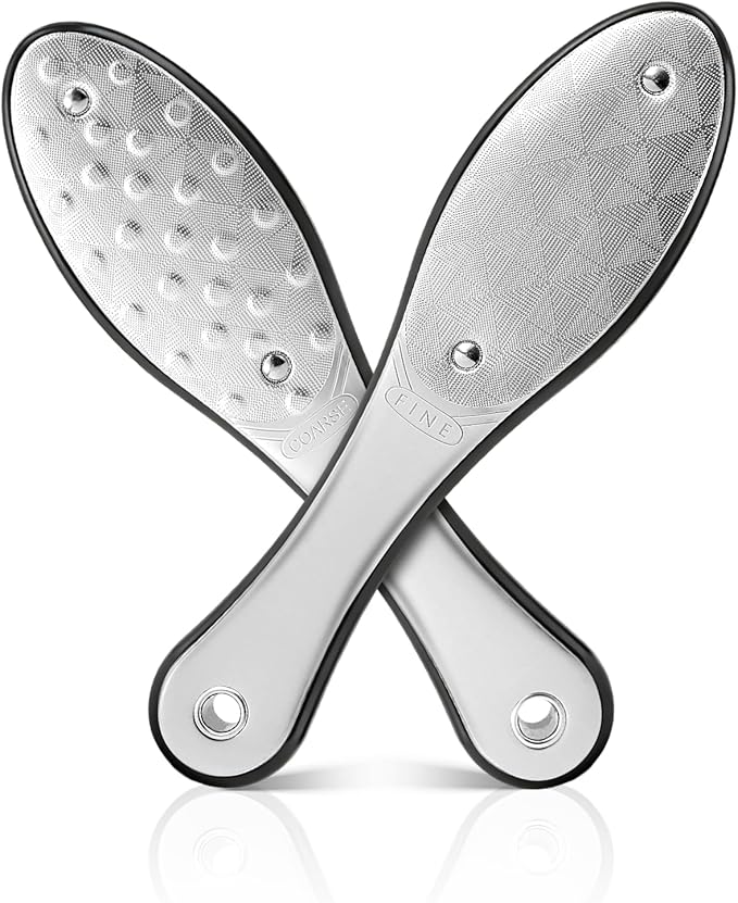 Foot Callus Remover for Feet, Metal Foot File Scraper, Stainless Steel Dual Sided Pedicure Tool Professional Rasp for Hard Skin, Cracked Heels, Wet Dry Use