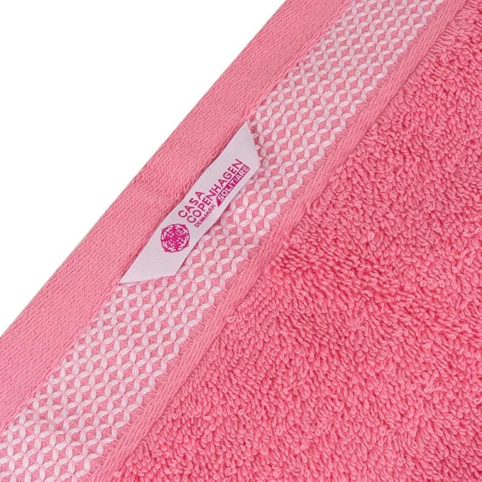 CASA COPENHAGEN Solitaire 6Pcs 100% Egyptian Cotton Large Designer Towels Gift Set- Purple Rose - Pink, 600GSM, 2Bath 2Hand 2Washcloths, Bath Towels for Bathroom Set for Women & Men