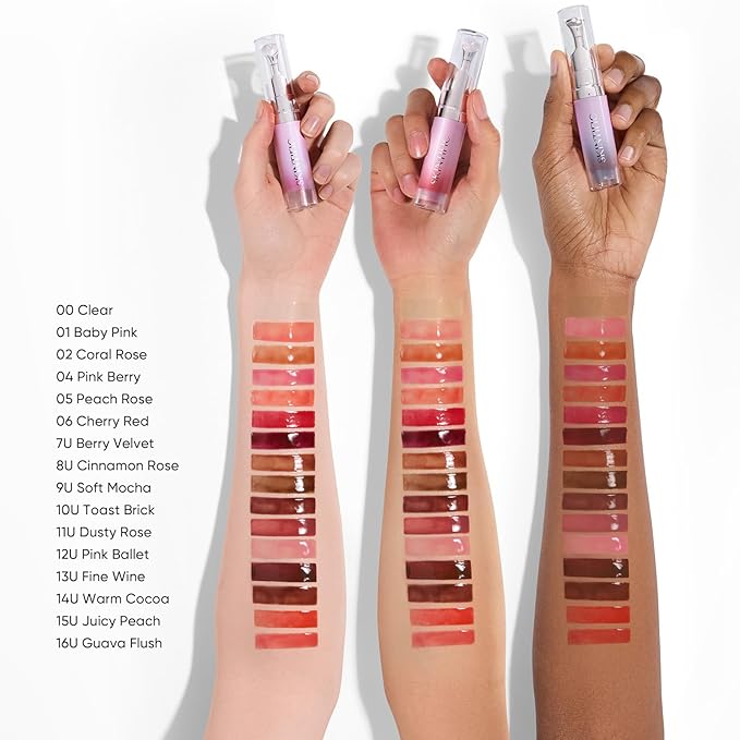SKINTIFIC Peptide Brightening Lip Serum, Hydrating & Plumping Tinted Lip Gloss, Moisturizing Lip Balm with Polypeptides & Squalane for Glossy Sheer, Smooth Lips(00 Clear)