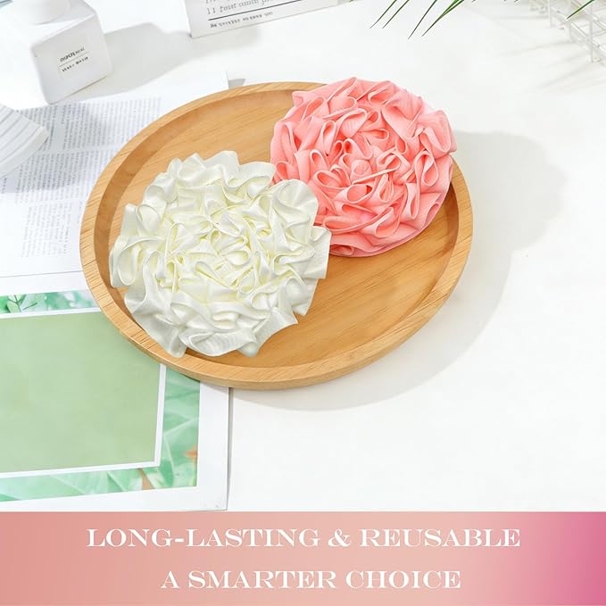 2-Pack Loofah Washcloth Combo 2-in-1, Exfoliating Soap Saver Pouch with Bar Soap Pocket, Reusable Shower Sponge for Body Wash & Smooth Skin, (Pink + White)