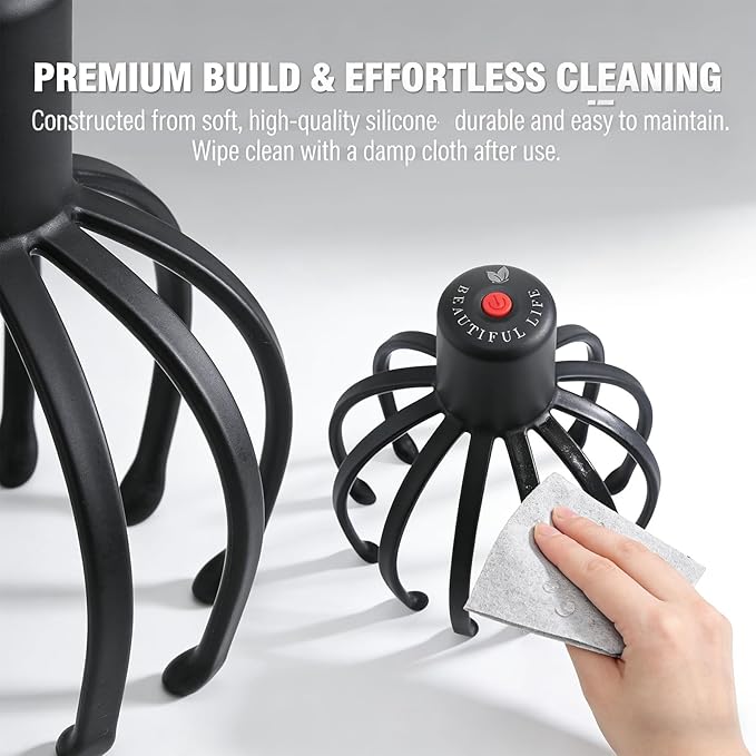 Electric Scalp Massager - 360° Rotation Head Massager with 3 Modes, Waterproof for Shower, Cordless Scalp & Hair Massager for Stress Relief, Hair Growth & Migraine Relaxation, Home & Travel