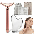 Rena Chris Gua Sha & Neck Lift Tool - Manual Face Massager & Jawline Sculptor for Puffiness - Handheld Stainless Steel Set for Skin Firming & Fine Lines