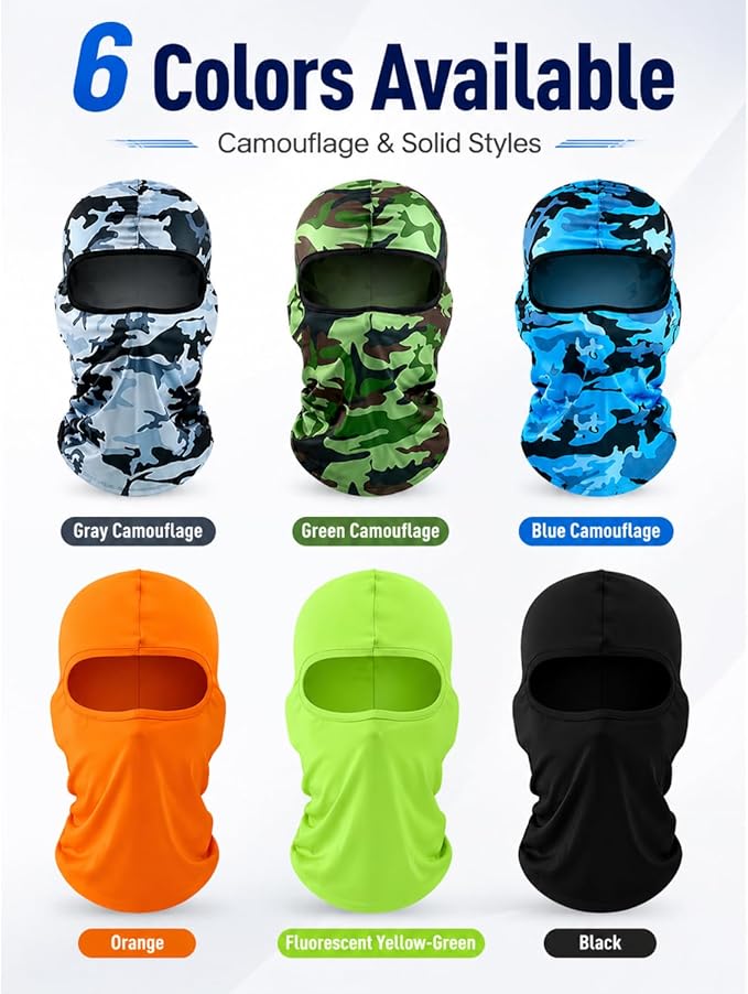 SATINIOR 6 Pcs Ski Mask Cover Balaclava Full Face Mask Summer Face Cover UV Windproof Balaclava for Men Women Outdoor Sports