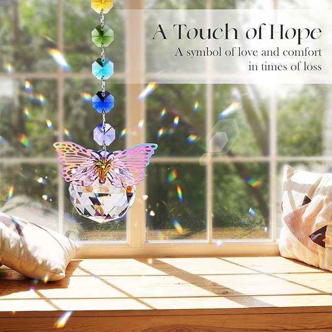 Sympathy Gift Baskets, Unique Memorial Gifts for Loss of Loved One, Bereavement Grief Gift Idea with Crystal Suncatcher, Condolences Gift Basket Box for Women, Sorry for Your Loss Mom Dad Friend Baby