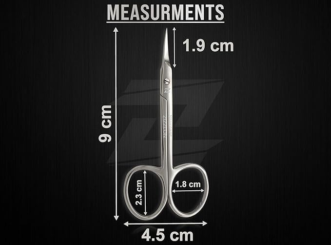 Professional Cuticle Scissors Extra Fine Curved with Precise Pointed Tip - Long Lasting Sharp Nickel Plated for Manicure and Pedicure - German Quality Multipurpose Grooming Scissors