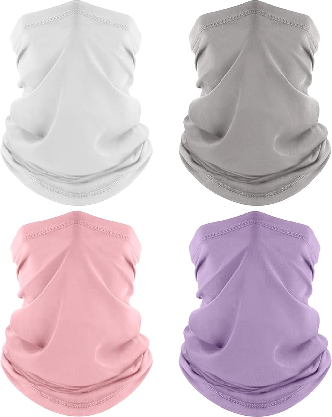 ROXUN 4 Pack Neck Gaiter, Cooling Breathable Face Mask UV Protection Scarf Hiking Bandana for Men/Women