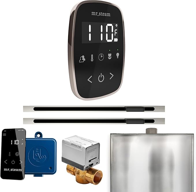 Mr Steam ButlerFlex Max Steam Shower w/TempoFlex Control and Linear Steamhead in Blk Polished Nickel