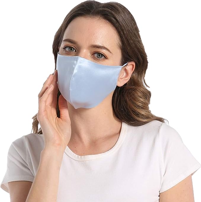 ROSEWARD 100% Mulberry Silk Face Mask for Women Men Reusable Adjustable with Filter Pocket