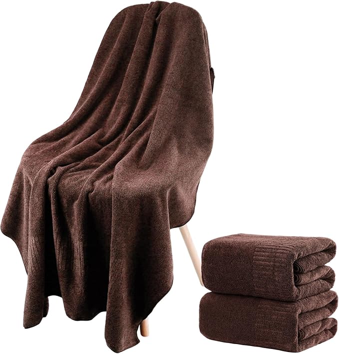 SEISSO 2 Pack Extra Large Bath Towels 63"x35", Bath Sheets for Sensitive Skin 70% Polyester 30% Viscose Fiber from Bamboo, Super Soft, Highly Absorbent & Quick Dry, Oversized Shower Towels