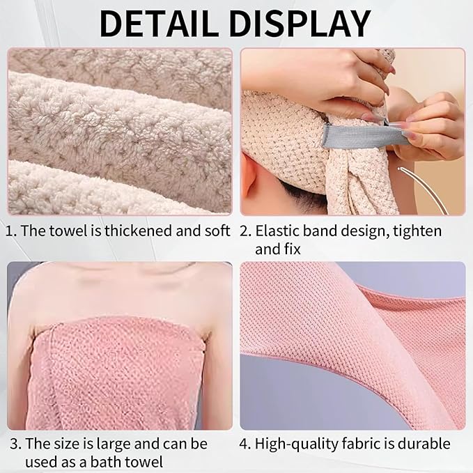 2 PCS Extra Large Hair Towel Wrap for Women Long Hair, 40 * 20" Microfiber Towels for Anti-frizz & Absorbent Quick Dry