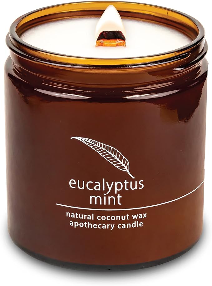 Hemlock Park Eucalyptus Mint Apothecary Hand-Poured Scented Candle | Crackling Wood Wick, Botanical Fragrance & Coconut Wax | Up to 90 Hour Burn Time | 16 oz