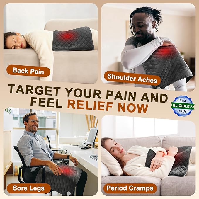 Heating Pad King Size for Back Neck & Shoulders - FSA Eligible HSA, Mothers Day Gifts, Large 35" x 20", Moist Heat Electric Heating Pad for Period Cramps Abdomen Knee,6 Heat Settings,Auto Off,Washable