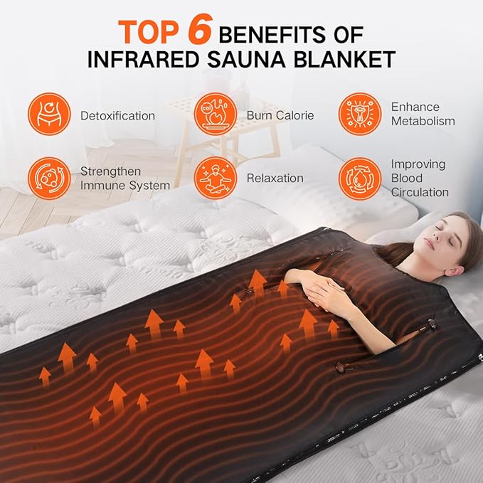 Infrared Sauna Blanket, Portable Sauna Blanket for Detoxification, Crystal Therapy Personal Sauna for Home Relaxation, 20-60 Mins Timer, 95-167℉ Temp Range, 5.74 ft x 2.53ft