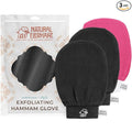 Natural Elephant Exfoliating Hammam Glove (2 Black and 1 Pink (Pack of 3))