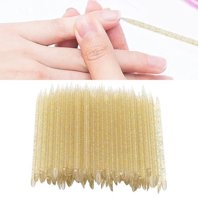 100 pieces disposable cuticle pusher, cuticle pusher remover cleaner for fingernail, cuticle cleaning and nail care for beginners and professional nail technicians(yellow)