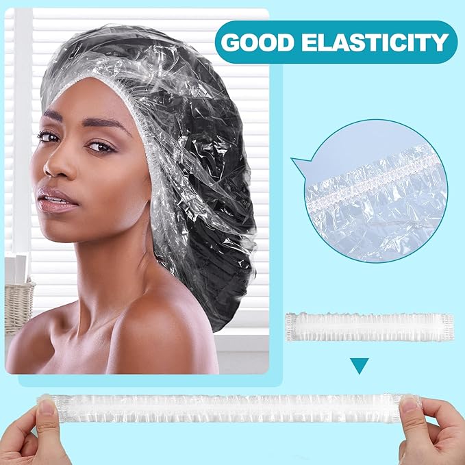 50 PCS Disposable Shower Caps - Extra Large, Waterproof Elastic, Thick Hair Caps For Bath & Spa