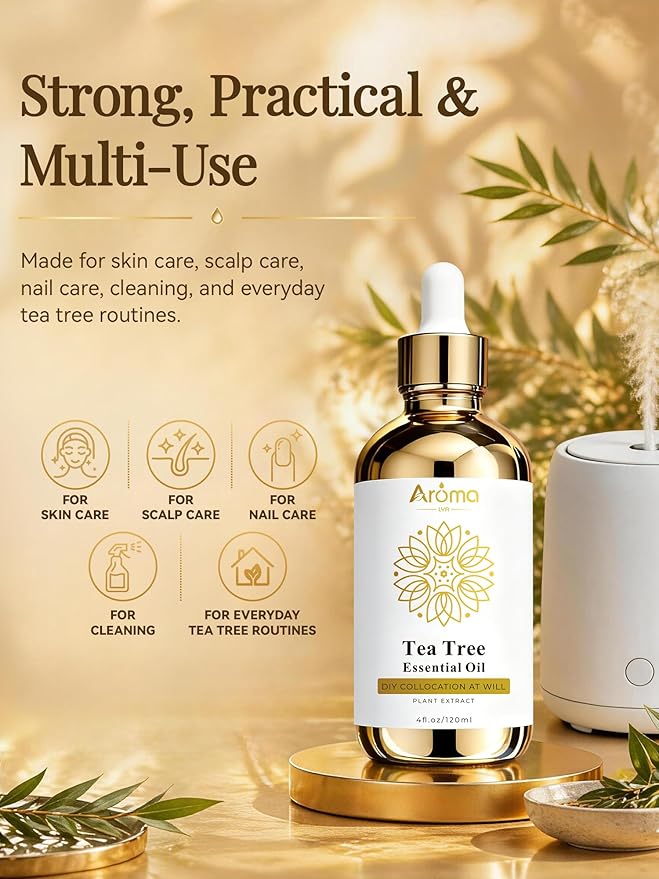 100% Pure Tea Tree Oil 4 fl oz - Tea Tree Oil for Skin for Hair - Essential Oils for Skin & Diffusers & Aromatherapy & Home Care,Candle Making, Gifts for Women - Valentine's Day Gift