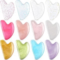Sherr 12 Pcs Gua Sha Facial Tools Resin Heart Shaped Massage Guasha Tool for Face Guasha Board for Face Body Skin Massage Spa Acupuncture Prevent Wrinkles, 12 Colors(Sweet Color)