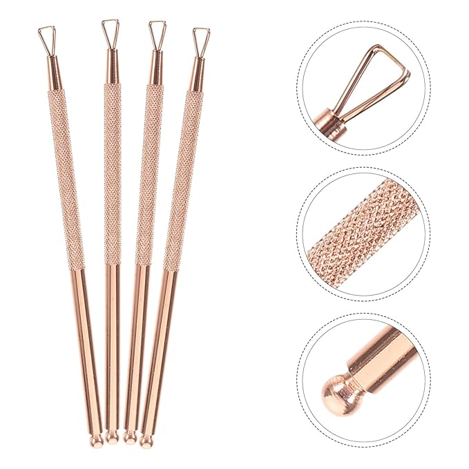 Beavorty Triangle Stainless Steel Cuticle Pusher Gel Remover Tool 4-Pcs Nail Art Scraper for Precise Gel Polish Removal and Nail Care
